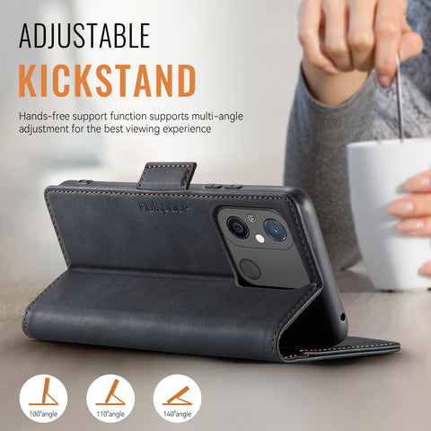 AUTSPACE For Xiaomi Redmi 12C 4G / Xiaomi Redmi 11A 4G Case  A11 RFID Blocking Retro Leather Cell Phone Wallet Cover