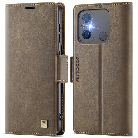 AUTSPACE For Xiaomi Redmi 12C 4G / Xiaomi Redmi 11A 4G Case  A11 RFID Blocking Retro Leather Cell Phone Wallet Cover