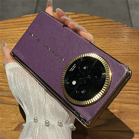 For Oppo Find N5 5G Case Magnetic Lens Kickstand Leather + PC Phone Cover with Front Screen Protector