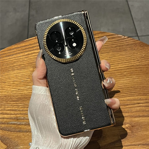 For Oppo Find N5 5G Case Magnetic Lens Kickstand Leather + PC Phone Cover with Front Screen Protector