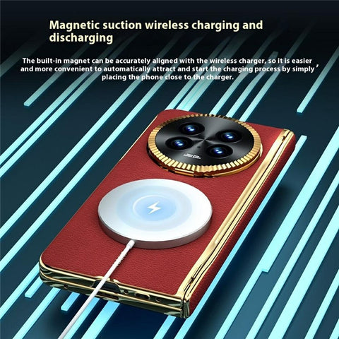For Oppo Find N5 5G Magnetic Case PU + PC Phone Cover Built In Screen Protector with Lens Kickstand