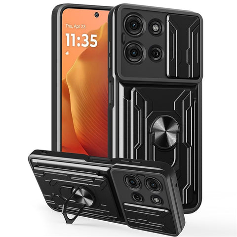 For Motorola Moto G75 5G Case PC + TPU Kickstand Phone Back Cover with Camera Slider