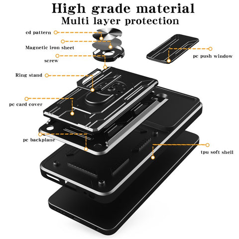 For Motorola Moto G75 5G Case PC + TPU Kickstand Phone Back Cover with Camera Slider