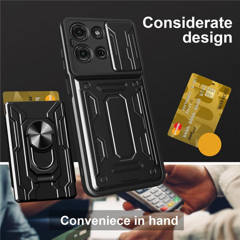 For Motorola Moto G75 5G Case PC + TPU Kickstand Phone Back Cover with Camera Slider