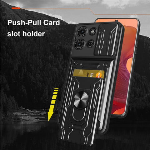 For Motorola Moto G75 5G Case PC + TPU Kickstand Phone Back Cover with Camera Slider