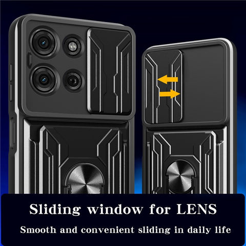 For Motorola Moto G75 5G Case PC + TPU Kickstand Phone Back Cover with Camera Slider