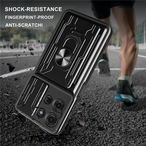 For Motorola Moto G75 5G Case PC + TPU Kickstand Phone Back Cover with Camera Slider
