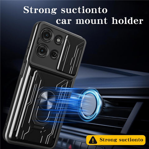 For Motorola Moto G75 5G Case PC + TPU Kickstand Phone Back Cover with Camera Slider
