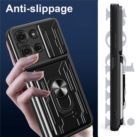 For Motorola Moto G75 5G Case PC + TPU Kickstand Phone Back Cover with Camera Slider