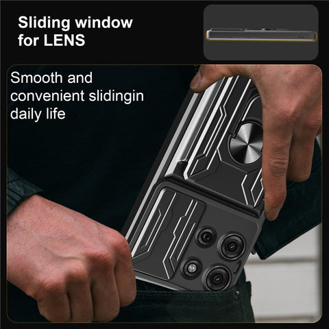 For Motorola Moto G75 5G Case PC + TPU Kickstand Phone Back Cover with Camera Slider