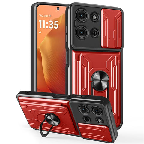 For Motorola Moto G75 5G Case PC + TPU Kickstand Phone Back Cover with Camera Slider