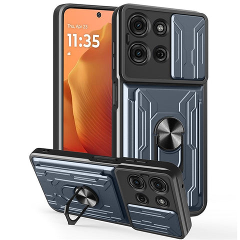 For Motorola Moto G75 5G Case PC + TPU Kickstand Phone Back Cover with Camera Slider