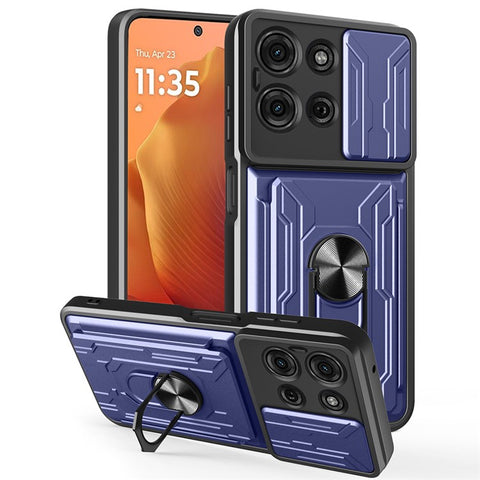 For Motorola Moto G75 5G Case PC + TPU Kickstand Phone Back Cover with Camera Slider