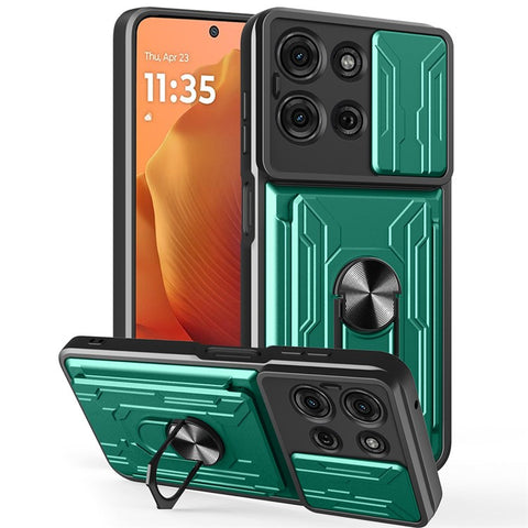 For Motorola Moto G75 5G Case PC + TPU Kickstand Phone Back Cover with Camera Slider