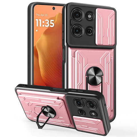 For Motorola Moto G75 5G Case PC + TPU Kickstand Phone Back Cover with Camera Slider