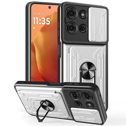 For Motorola Moto G75 5G Case PC + TPU Kickstand Phone Back Cover with Camera Slider