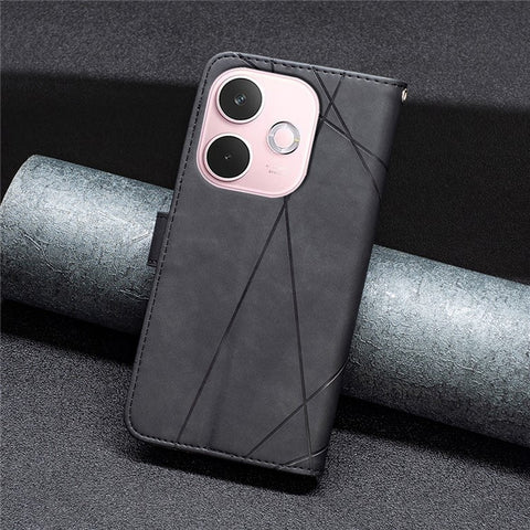 BINFEN COLOR For Oppo A5 Pro 4G (Global) / 5G (Global) / A5 Energy 5G (China) Phone Cases Wallet Stand Geometry Imprint Leather Cover