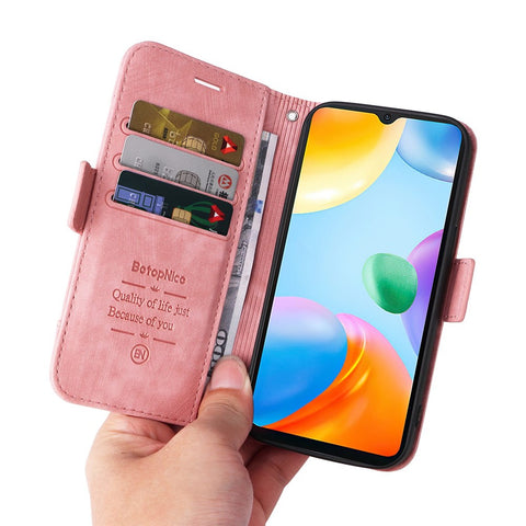 BETOPNICE 001 For Xiaomi Redmi 10C 4G / Redmi 10 (India) 4G Foldable Stand PU Leather Shockproof Case Imprinted Stitching Line Phone Wallet Cover with Strap