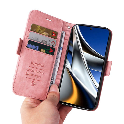BETOPNICE 001 For Xiaomi Poco X4 Pro 5G PU Leather Drop-proof Case Imprinted Stitching Line Phone Stand Wallet Cover with Wrist Strap