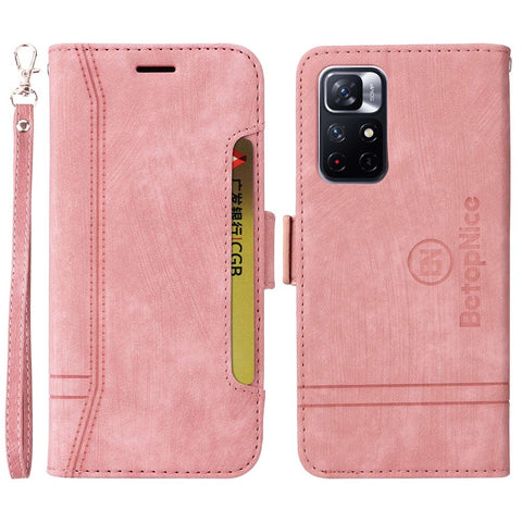 BETOPNICE 001 For Xiaomi Redmi Note 11 Pro 5G (MediaTek) / Note 11 Pro+ 5G / Poco X4 NFC / 11i 5G Imprinted Stitching Line Leather Case Phone Wallet Stand Cover