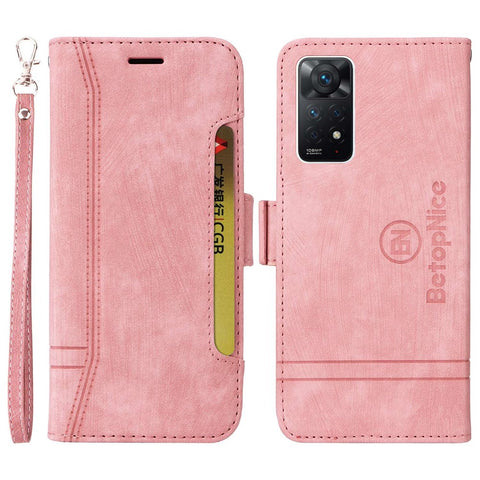 BETOPNICE 001 For Xiaomi Redmi Note 12 Pro 4G / 11 Pro 4G (MediaTek) / Note 11 Pro 5G (Qualcomm) / Note 11E Pro 5G PU Leather Imprinted Stitching Line Phone Case Wallet Stand Cover