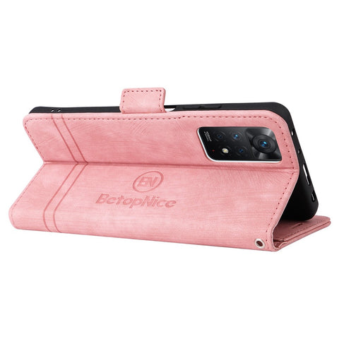 BETOPNICE 001 For Xiaomi Redmi Note 12 Pro 4G / 11 Pro 4G (MediaTek) / Note 11 Pro 5G (Qualcomm) / Note 11E Pro 5G PU Leather Imprinted Stitching Line Phone Case Wallet Stand Cover