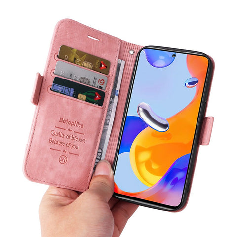 BETOPNICE 001 For Xiaomi Redmi Note 12 Pro 4G / 11 Pro 4G (MediaTek) / Note 11 Pro 5G (Qualcomm) / Note 11E Pro 5G PU Leather Imprinted Stitching Line Phone Case Wallet Stand Cover