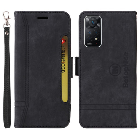 BETOPNICE 001 For Xiaomi Redmi Note 12 Pro 4G / 11 Pro 4G (MediaTek) / Note 11 Pro 5G (Qualcomm) / Note 11E Pro 5G PU Leather Imprinted Stitching Line Phone Case Wallet Stand Cover
