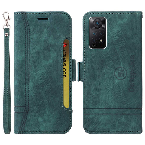 BETOPNICE 001 For Xiaomi Redmi Note 12 Pro 4G / 11 Pro 4G (MediaTek) / Note 11 Pro 5G (Qualcomm) / Note 11E Pro 5G PU Leather Imprinted Stitching Line Phone Case Wallet Stand Cover