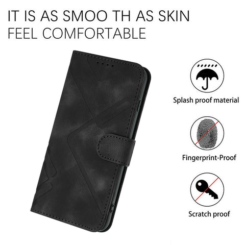 For Motorola Edge 50s Pro 5G Wallet Case Line Imprinted PU Leather Phone Cover with Strap