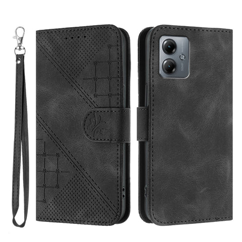 For Motorola Moto G54 5G / Motorola Moto G54 (China) 5G / Motorola Moto G73 5G / Motorola Moto G64 5G / Motorola Moto G64y 5G / Motorola Moto G14 4G Leather Wallet Case Butterfly Flower Imprinted Phone Cover with Strap