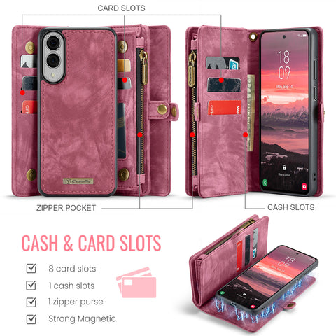 CASEME For Samsung Galaxy S25 Edge Phone Cases  008 Leather Cover with Detachable Wallet and Strap