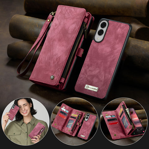 CASEME For Samsung Galaxy S25 Edge Phone Cases  008 Leather Cover with Detachable Wallet and Strap