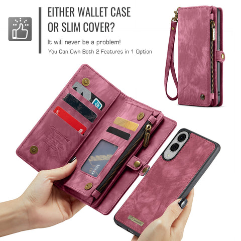 CASEME For Samsung Galaxy S25 Edge Phone Cases  008 Leather Cover with Detachable Wallet and Strap