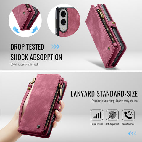 CASEME For Samsung Galaxy S25 Edge Phone Cases  008 Leather Cover with Detachable Wallet and Strap