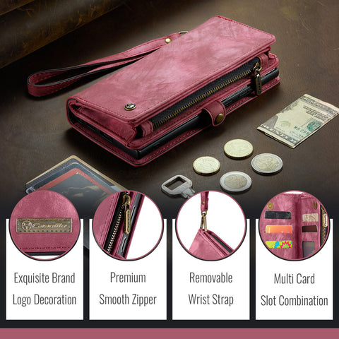 CASEME For Samsung Galaxy S25 Edge Phone Cases  008 Leather Cover with Detachable Wallet and Strap