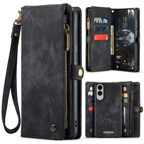 CASEME For Samsung Galaxy S25 Edge Phone Cases  008 Leather Cover with Detachable Wallet and Strap