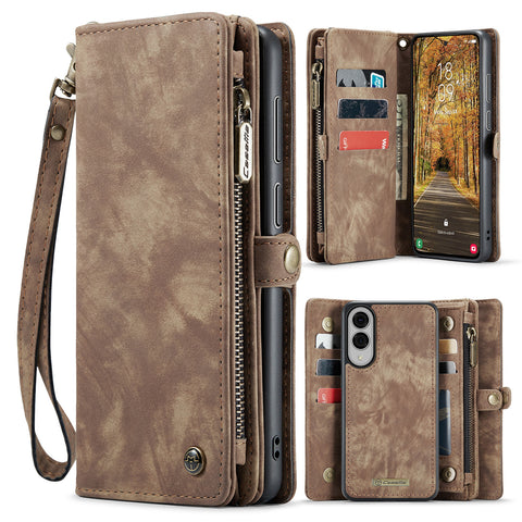 CASEME For Samsung Galaxy S25 Edge Phone Cases  008 Leather Cover with Detachable Wallet and Strap