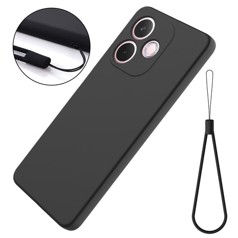 For Oppo A5 Pro 4G (Global) / 5G (Global) / A5 Energy 5G (China) Liquid Silicone Case Phone Back Cover with Hand Strap
