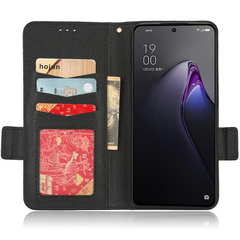 For Oppo Reno8 Pro+ 5G (Global Version) / Reno8 Pro 5G (Global Version) Wallet Case Litchi Texture PU Leather Dual Magnetic Clasp Flip Stand Cover with Strap