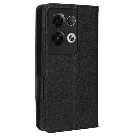 For Oppo Reno8 Pro+ 5G (Global Version) / Reno8 Pro 5G (Global Version) Wallet Case Litchi Texture PU Leather Dual Magnetic Clasp Flip Stand Cover with Strap