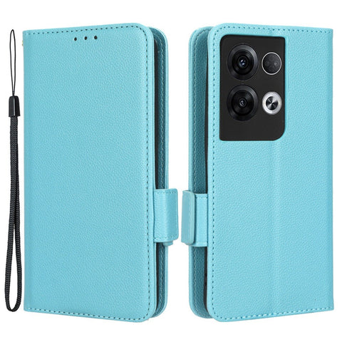 For Oppo Reno8 Pro+ 5G (Global Version) / Reno8 Pro 5G (Global Version) Wallet Case Litchi Texture PU Leather Dual Magnetic Clasp Flip Stand Cover with Strap