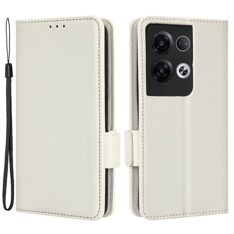 For Oppo Reno8 Pro+ 5G (Global Version) / Reno8 Pro 5G (Global Version) Wallet Case Litchi Texture PU Leather Dual Magnetic Clasp Flip Stand Cover with Strap
