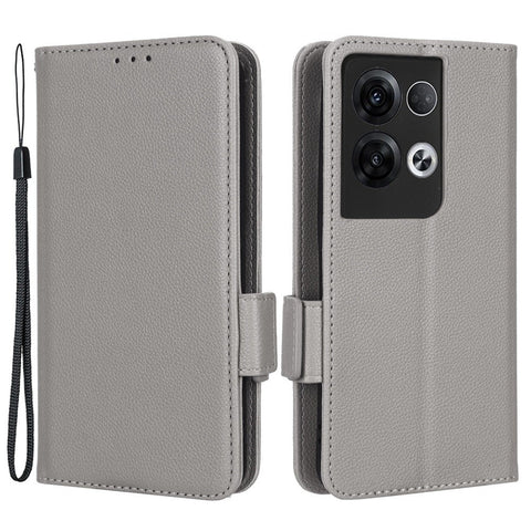 For Oppo Reno8 Pro+ 5G (Global Version) / Reno8 Pro 5G (Global Version) Wallet Case Litchi Texture PU Leather Dual Magnetic Clasp Flip Stand Cover with Strap