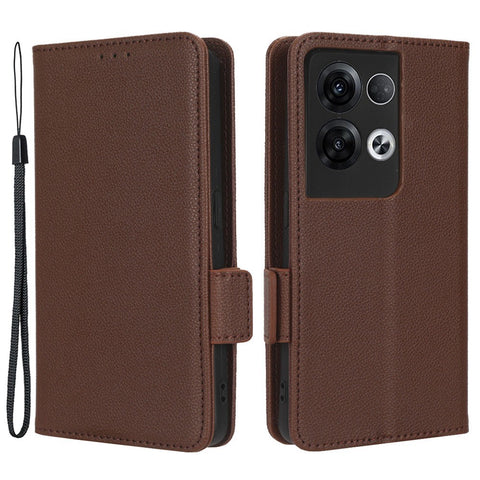 For Oppo Reno8 Pro+ 5G (Global Version) / Reno8 Pro 5G (Global Version) Wallet Case Litchi Texture PU Leather Dual Magnetic Clasp Flip Stand Cover with Strap