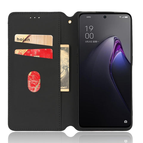 For Oppo Reno8 Pro+ 5G (Global Version) / Reno8 Pro 5G (Global Version) PU Leather Phone Case Imprinted Rhombus Pattern Magnetic Auto-absorbed Stand Wallet Cover