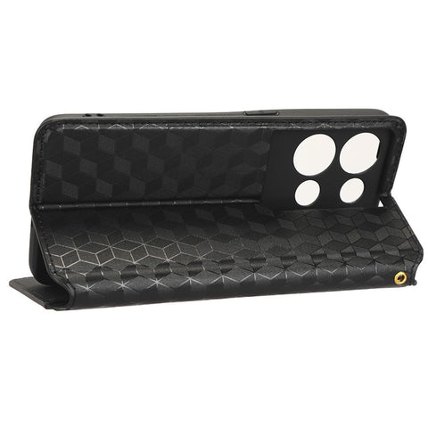 For Oppo Reno8 Pro+ 5G (Global Version) / Reno8 Pro 5G (Global Version) PU Leather Phone Case Imprinted Rhombus Pattern Magnetic Auto-absorbed Stand Wallet Cover