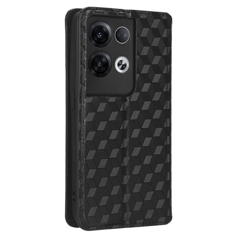 For Oppo Reno8 Pro+ 5G (Global Version) / Reno8 Pro 5G (Global Version) PU Leather Phone Case Imprinted Rhombus Pattern Magnetic Auto-absorbed Stand Wallet Cover