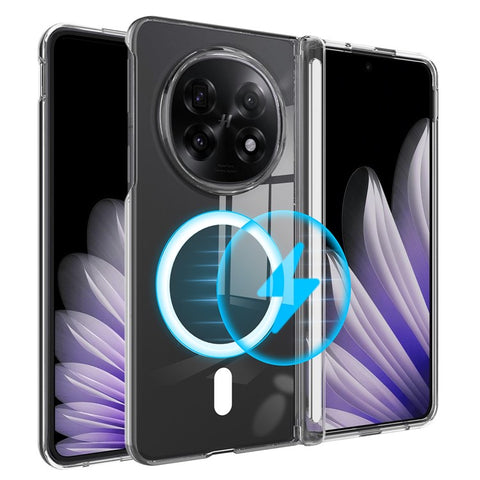 For Oppo Find N5 5G / OnePlus Open 2 Clear Case TPU + Acrylic Magnetic Phone Cover
