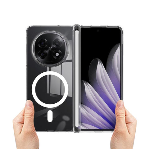 For Oppo Find N5 5G / OnePlus Open 2 Clear Case TPU + Acrylic Magnetic Phone Cover